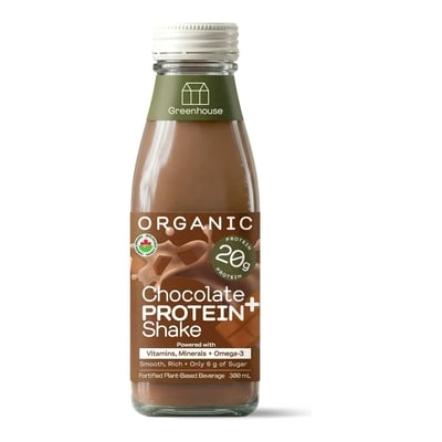 Greenhouse Organic Plant-Based Chocolate Protein Shake 300 ml, $2.33/100ml