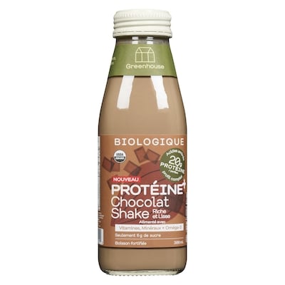 Greenhouse Shake protéiné chocolat biologique 300 ml, 2,00 $/100ml