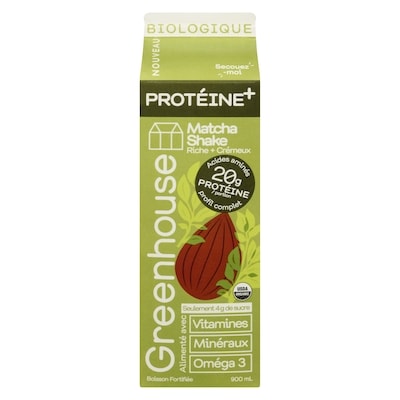 Greenhouse Shake protéiné biologique matcha 900 ml, 1,44 $/100ml
