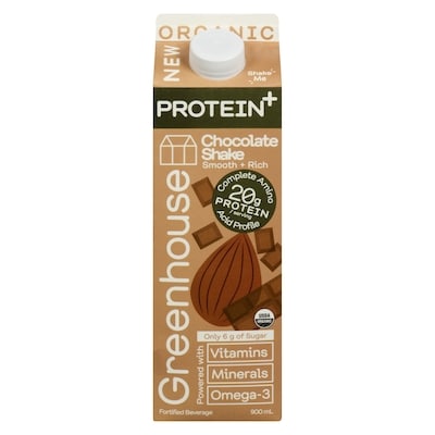 Greenhouse Protein Shake Chocolate Organic 900 ml, $1.44/100ml