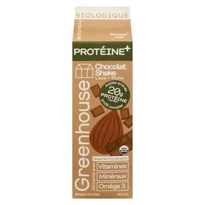 Greenhouse Shake protéiné chocolat biologique 900 ml, 1,44 $/100ml