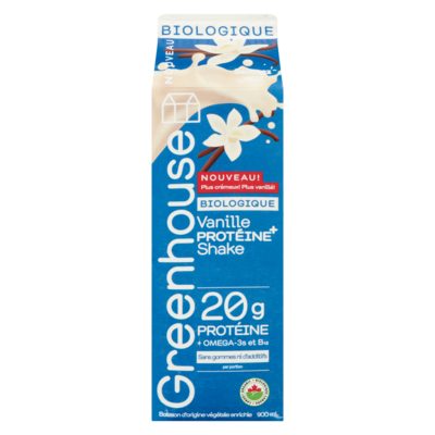 Greenhouse Shake protéiné vanille biologique 900 ml, 1,44 $/100ml