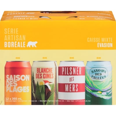 Boréale Série artisan caisse mixte évasion (Pièce d’identité requise au moment du ramassage) 12x355.0 ml, 0,61 $/100ml