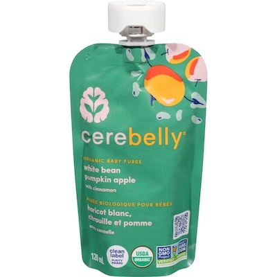 Cerebelly Organic Baby Puree, White Bean Pumpkin Apple With Cinnamon 128 ml, $3.51/100ml