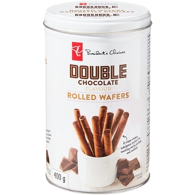 le Choix du Président Gaufrettes roulées saveur double chocolat 400 g, 1,45 $/100g
