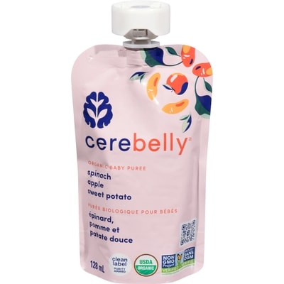 Cerebelly Puree biologiques pour bebes, epinard, pomme et patate douce 128 ml, 3,51 $/100ml