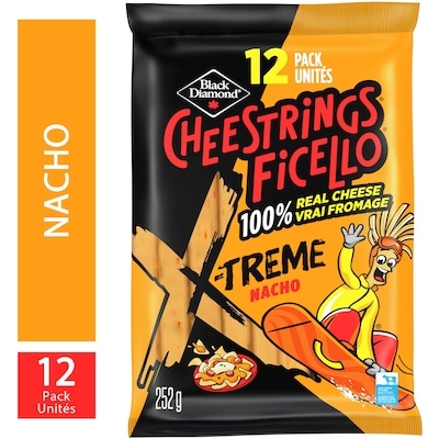 Black Diamond X-Treme Nacho Cheestrings 252 g, $2.78/100g