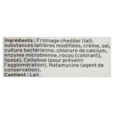 Sans lactose fromage naturel cheddar fort coloré râpé