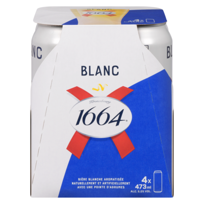 Kronenbourg Bière blanche aromatisée naturellement et artificiellement avec une pointe d'agrumes blanc (Pièce d’identité requise au moment du ramassage) 4x473.0 ml, 0,85 $/100ml