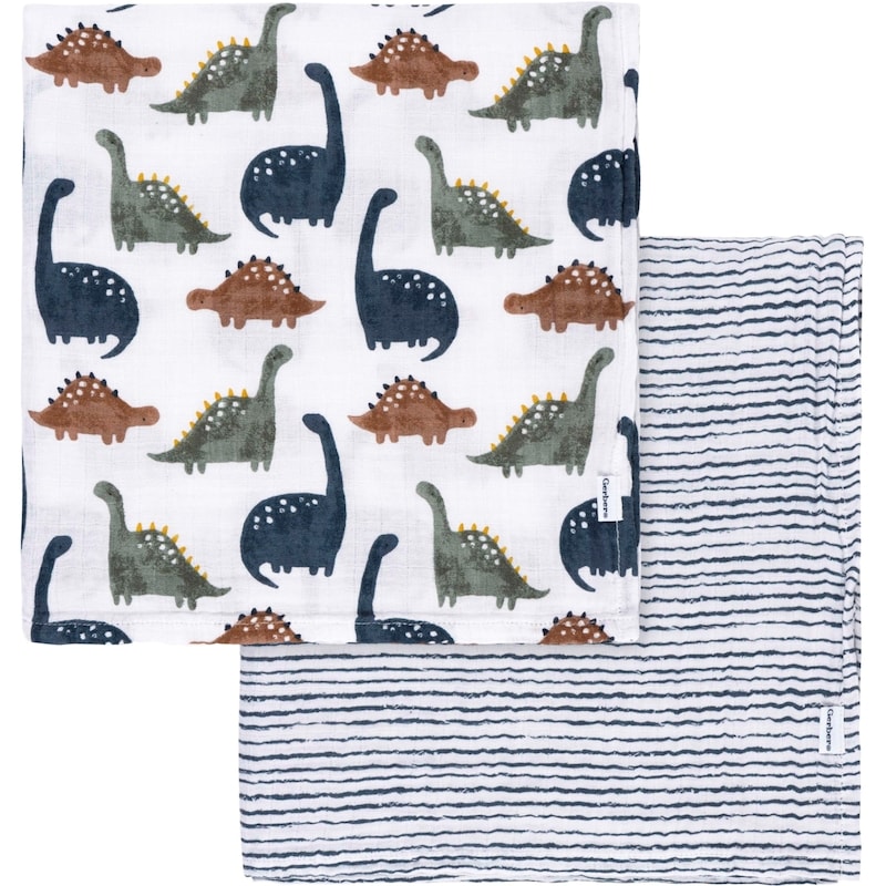 2pk Muslin Blanket - Dino Time 