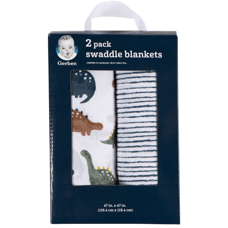 2pk Muslin Blanket - Dino Time 