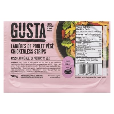 Gusta Lanières de poulet végés 200 g, 3,50 $/100g