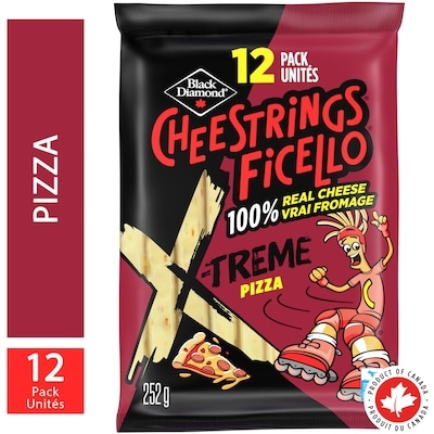 Black Diamond X-Treme Pizza Cheestrings 252 g, $3.17/100g