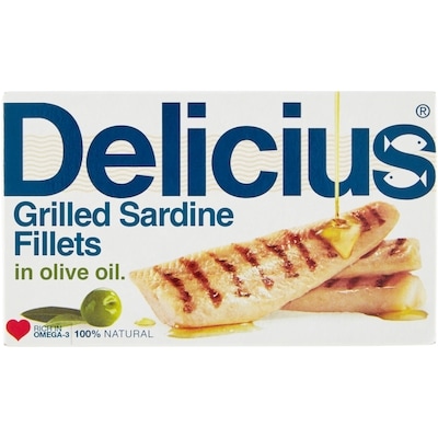 Delicius Grilled Sardine Fillets in Olive Oil 90 g, $6.10/100g