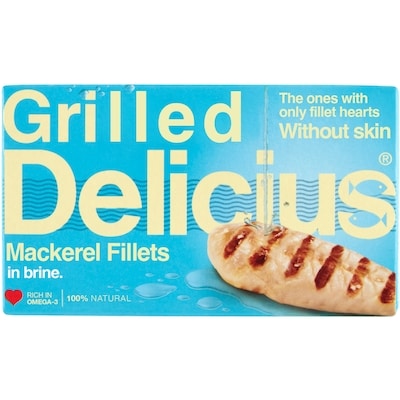 Delicius Grilled Mackerel Fillets in Brine 90 g, $6.10/100g