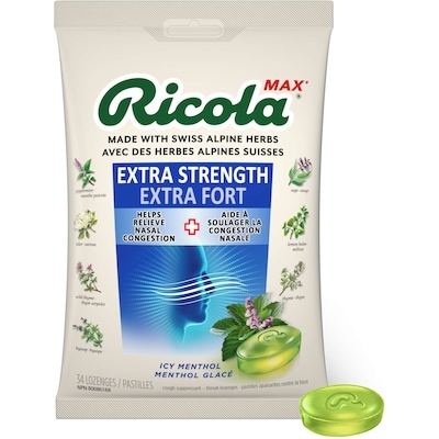 Ricola Extra fort menthol glace 34 ea, 0,24 $/1ch