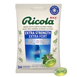 Ricola Extra fort menthol glace 34 ea, 0,25 $/1ch