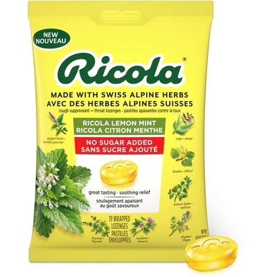 Ricola Lemon Mint No Sugar Added Throat Drops, 19 Lozanges 19 ea, $0.21/1ea