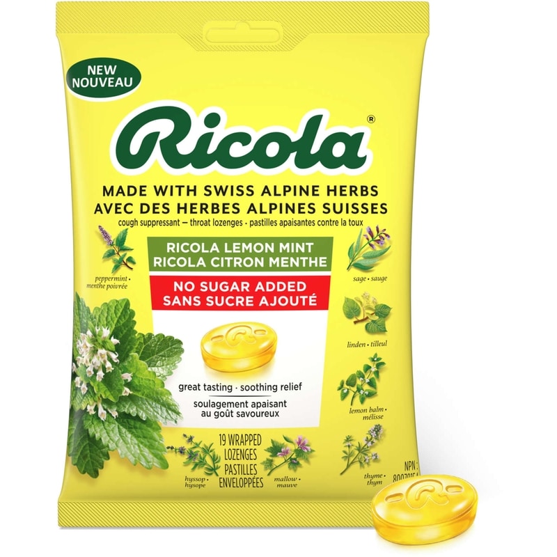 Lemon Mint No Sugar Added Throat Drops, 19 Lozanges