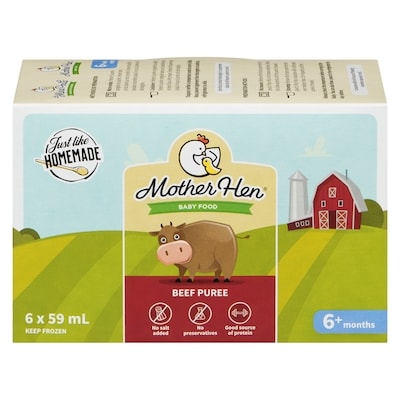 Mother Hen Baby Food Beef Puree 6+ Months 59 ml, $20.32/100ml