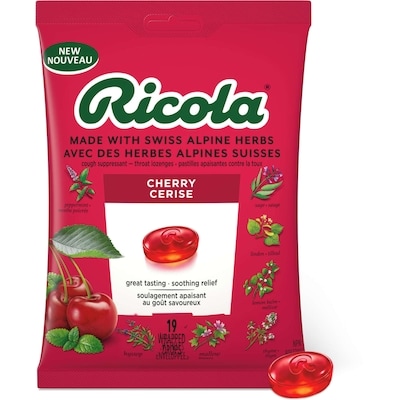 Ricola Pastilles cerise, 19 unités, soulagement délicieux et naturel avec menthol 19 ea, 0,26 $/1ch
