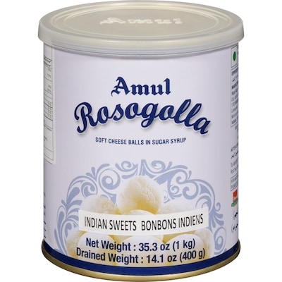 Amul Indian Sweets Rosogolla 1000 g, $0.65/100g