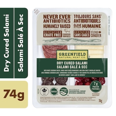 Greenfield Natural Meat Co. Trousse-collation de salami salé à sec 74 g, 6,08 $/100g
