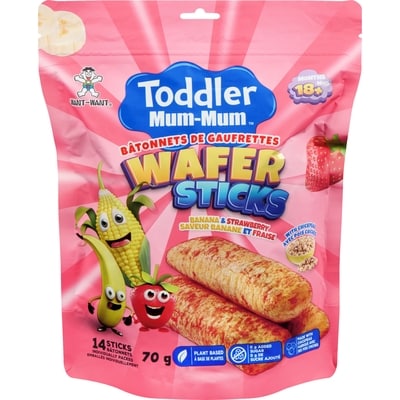 Hot Kid Bâtonnets de gaufrettes saveur banane et fraise 18+ mois 70 g, 5,00 $/100g