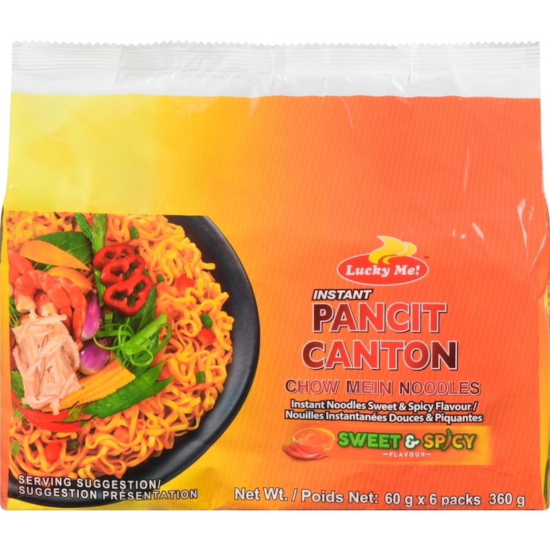 Instant Pancit Canton Chow Mein Noodles Sweet & Spicy Flavour