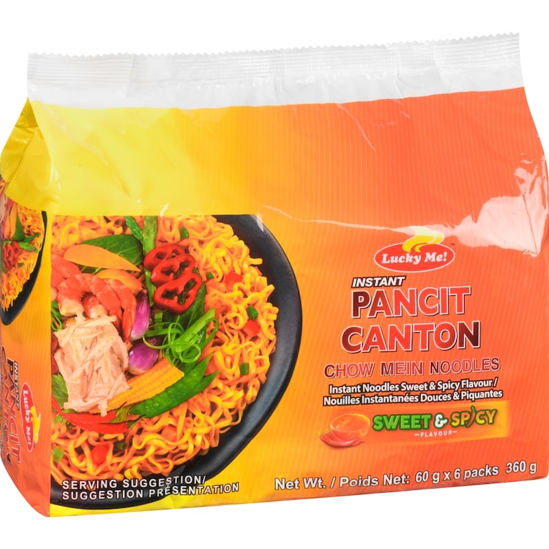 Instant Pancit Canton Chow Mein Noodles Sweet & Spicy Flavour