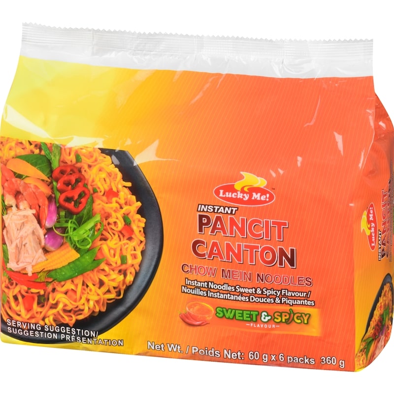 Instant Pancit Canton Chow Mein Noodles Sweet & Spicy Flavour