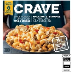 Crave Spicy Korean Style Pork Macaroni & Cheese Frozen Meal 300 g, $2.33/100g