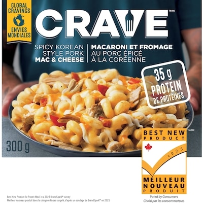 Crave Spicy Korean Style Pork Macaroni & Cheese Frozen Meal 300 g, $1.33/100g