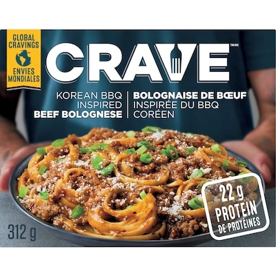 Crave Korean BBQ Inspired Beef Bolognese Frozen Meal 312 g, $2.18/100g