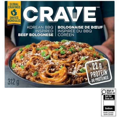 Crave Repas surgelé à la bolognaise de bœuf inspiré du barbecue coréen 312 g, 2,08 $/100g