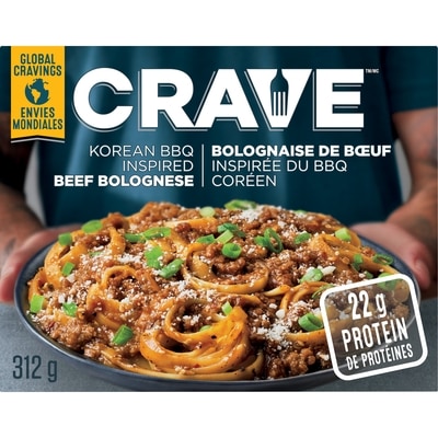 Crave Bœuf bolognaise façon barbecue coréen surgelé, boîte 312 g, 1,92 $/100g