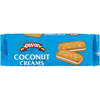 Devon Coconut Flavoured Cream Filled Biscuits Coconut Creams 140 g, $1.42/100g