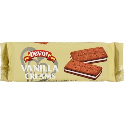 Devon Vanilla flavoured cream filled biscuits vanilla creams 140 g, 1,43 $/100g