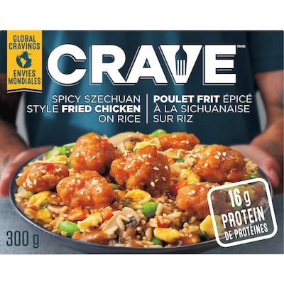 Crave Spicy Szechuan Style Fried Chicken On Rice Frozen Meal 300 g, $2.24/100g