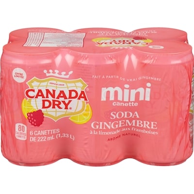Canada Dry Soda gingembre à la limonade aux framboises mini canette 6x222.0 ml, 0,40 $/100ml