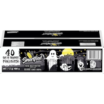 Smartfood Maïs soufflé assaisonné saveur Beurre soirée cinéma, 40 sacs de friandises d'Halloween, 12 g chacun 480 g, 2,71 $/100g