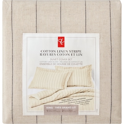 President's Choice King Cotton Linen Duvet Cover 3 Piece Set 1 ea, $120.00/1ea
