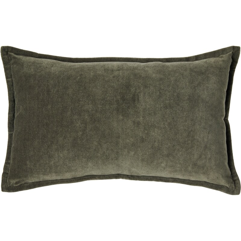 Velvet Cushion 12 in x 20 in - Olive Green
