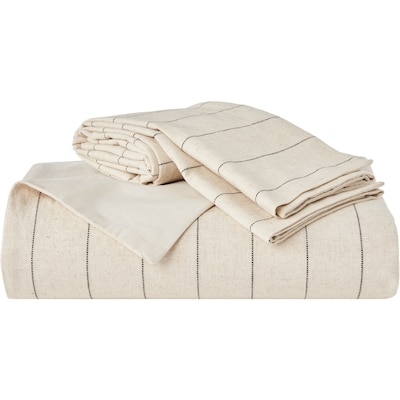 Queen Cotton Linen Duvet Cover 3 Piece Set