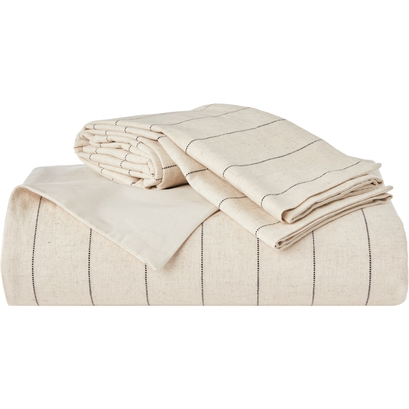 Queen Cotton Linen Duvet Cover 3 Piece Set