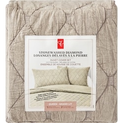 Queen Stonewashed Diamond Duvet Cover 3 Piece Set