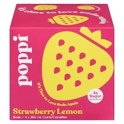 Poppi Strawberry Lemon Soda 4x355.0 ml, $0.63/100ml