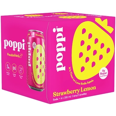 Poppi Strawberry Lemon Cans 4x355.0 ml, $0.84/100ml