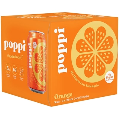 Poppi Orange Cans 4x355.0 ml, $0.99/100ml