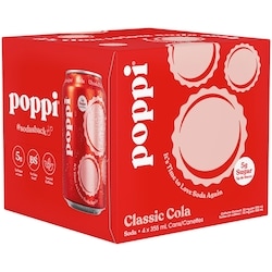 Poppi Classic Cola Cans 4x355.0 ml, $0.81/100ml